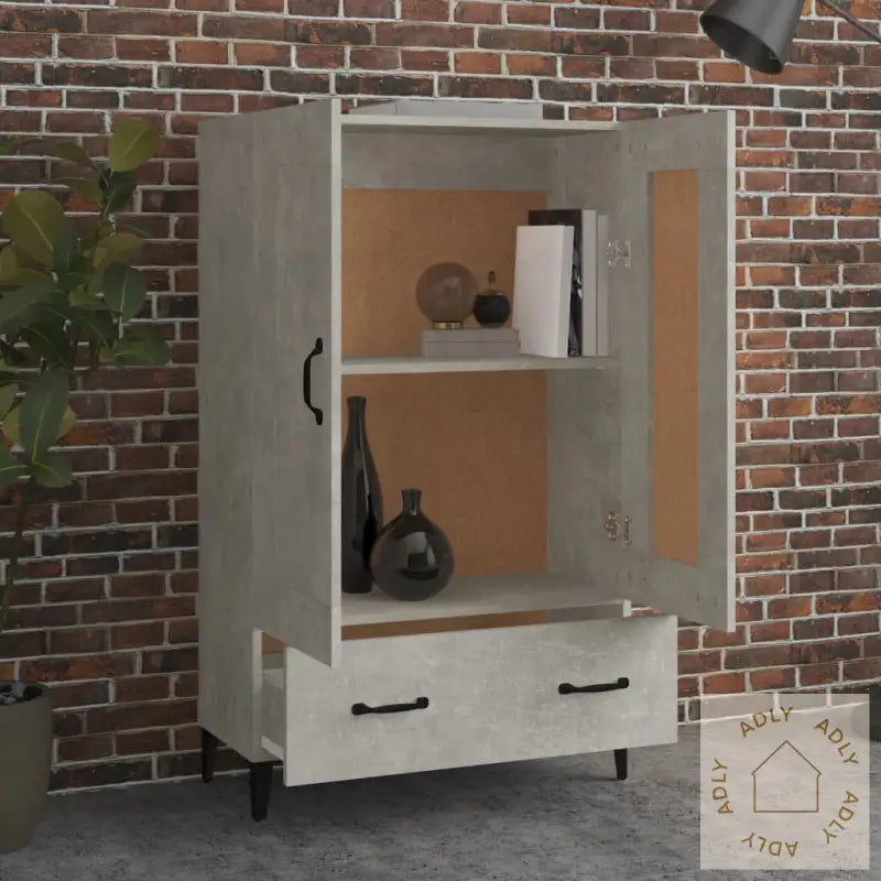 Highboard Betonggrå 70X31X115 Cm Konstruert Tre