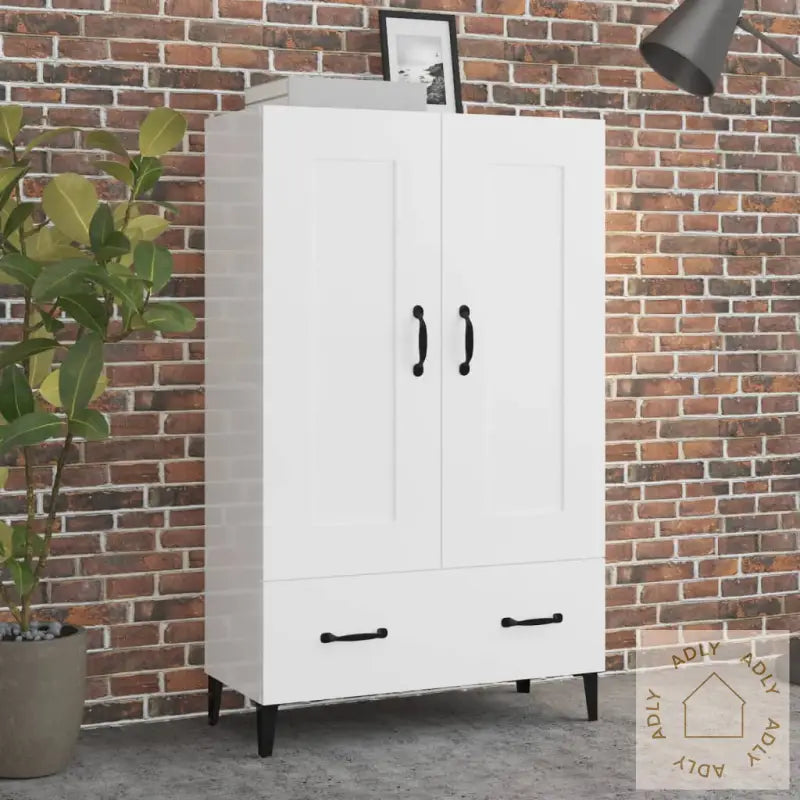 Highboard Høyglans Hvit 70X31X115 Cm Konstruert Tre