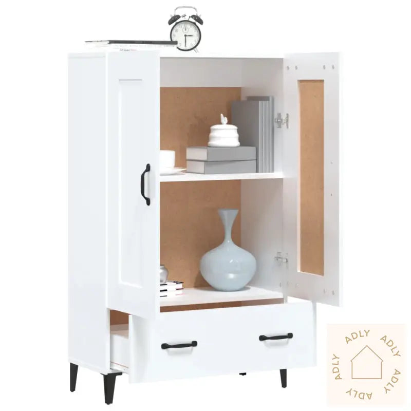 Highboard Høyglans Hvit 70X31X115 Cm Konstruert Tre