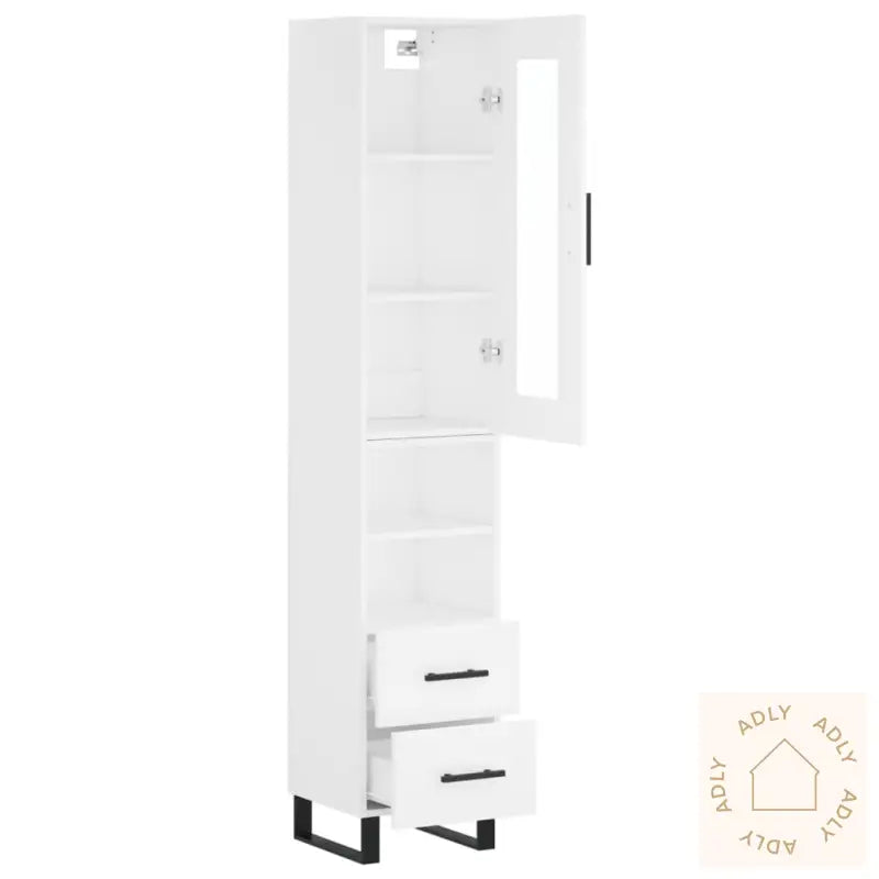 Highboard Hvit 34,5X34X180 Cm Konstruert Tre