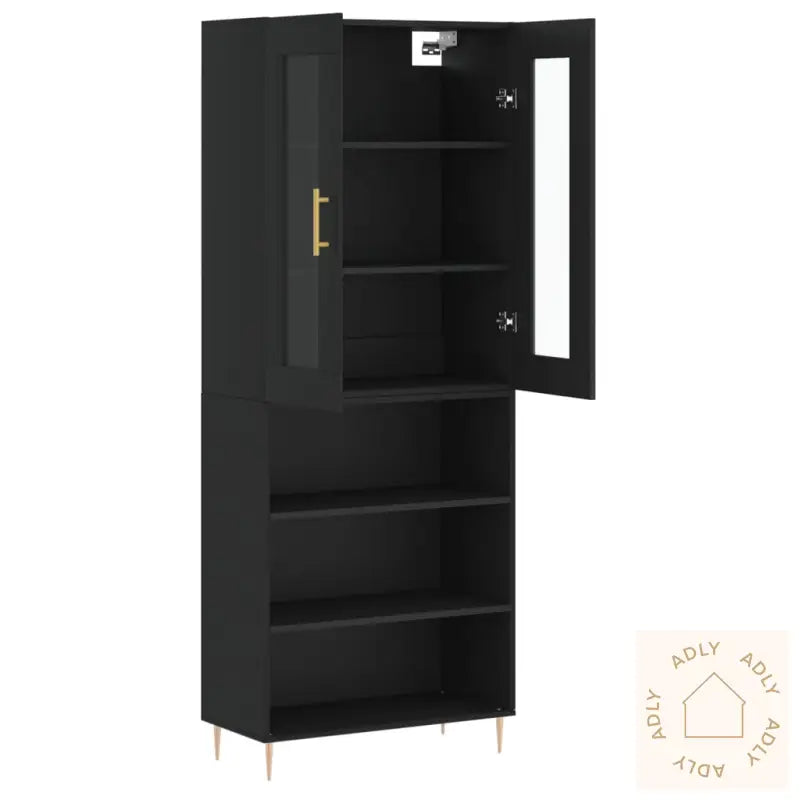 Highboard Svart 69,5X34X180 Cm Konstruert Tre