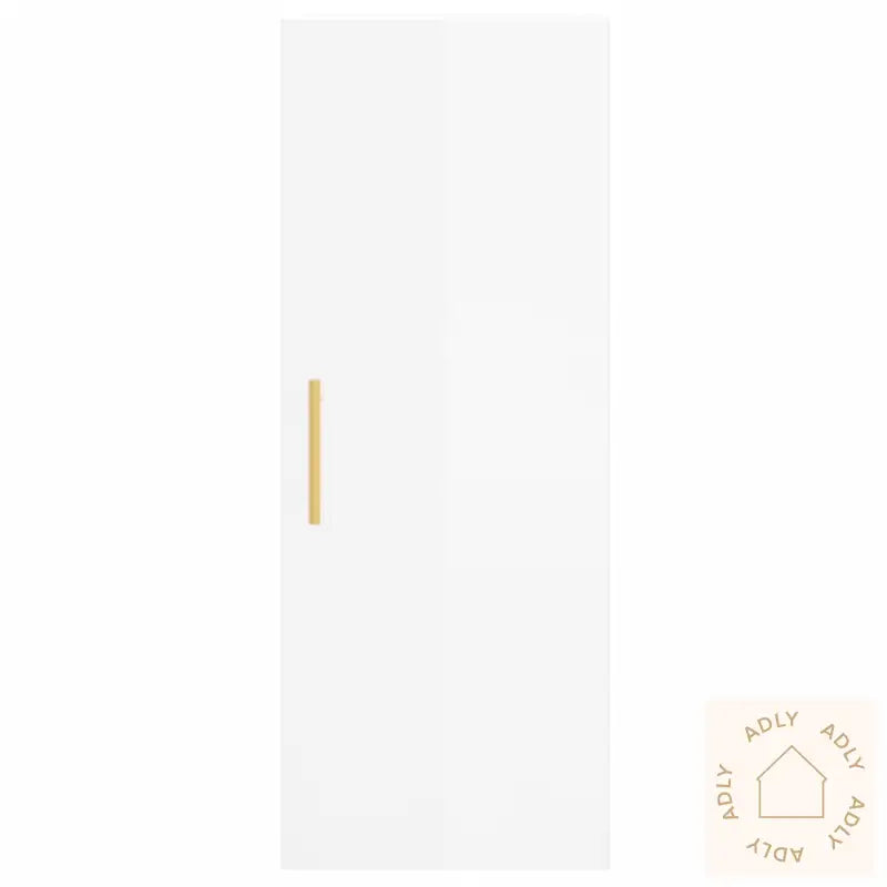 Highboard Høyglans Hvit 34,5X34X180 Cm Konstruert Tre