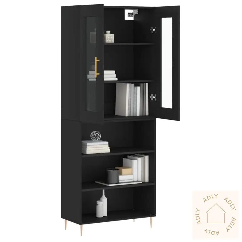 Highboard Svart 69,5X34X180 Cm Konstruert Tre