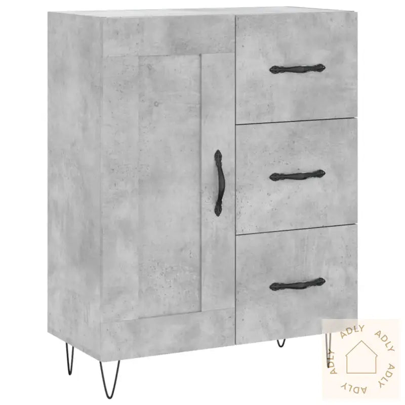 Highboard Betonggrå 69,5X34X180 Cm Konstruert Tre