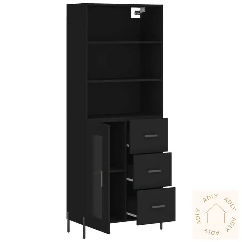 Highboard Svart 69,5X34X180 Cm Konstruert Tre