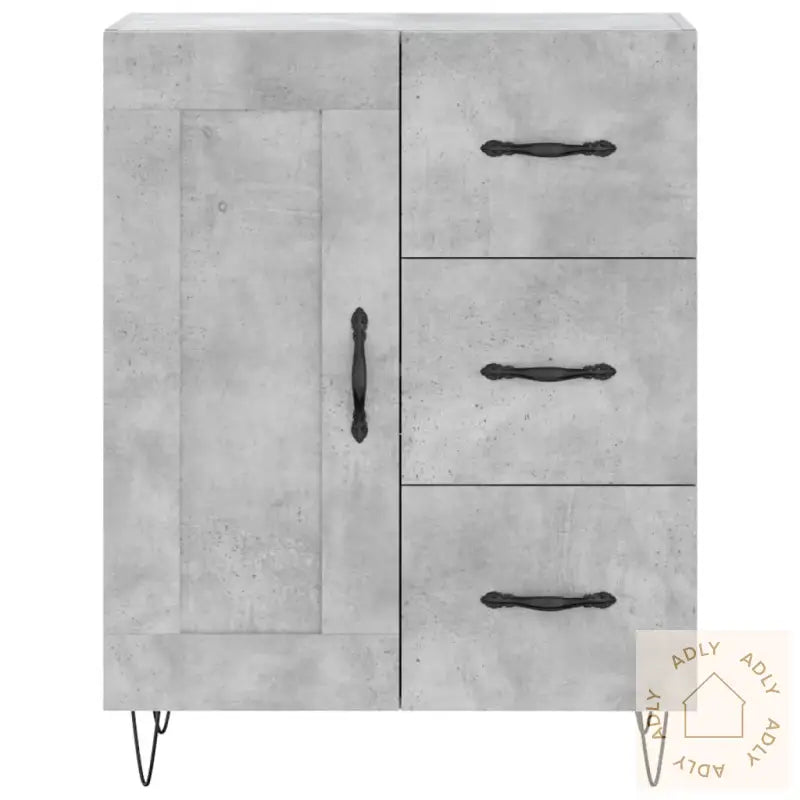 Highboard Betonggrå 69,5X34X180 Cm Konstruert Tre