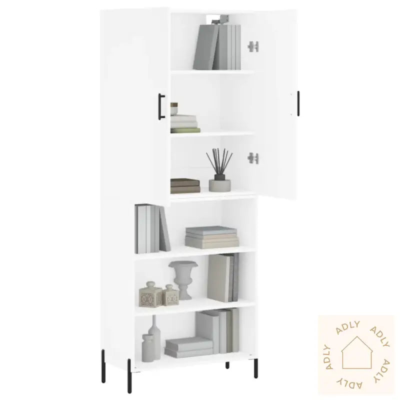Highboard Hvit 69,5X34X180 Cm Konstruert Tre