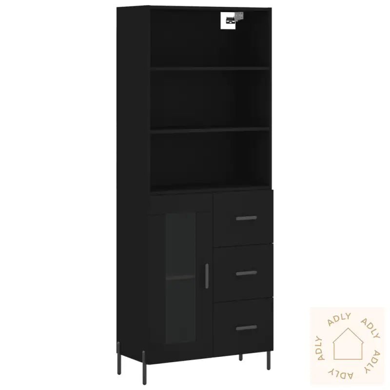 Highboard Svart 69,5X34X180 Cm Konstruert Tre