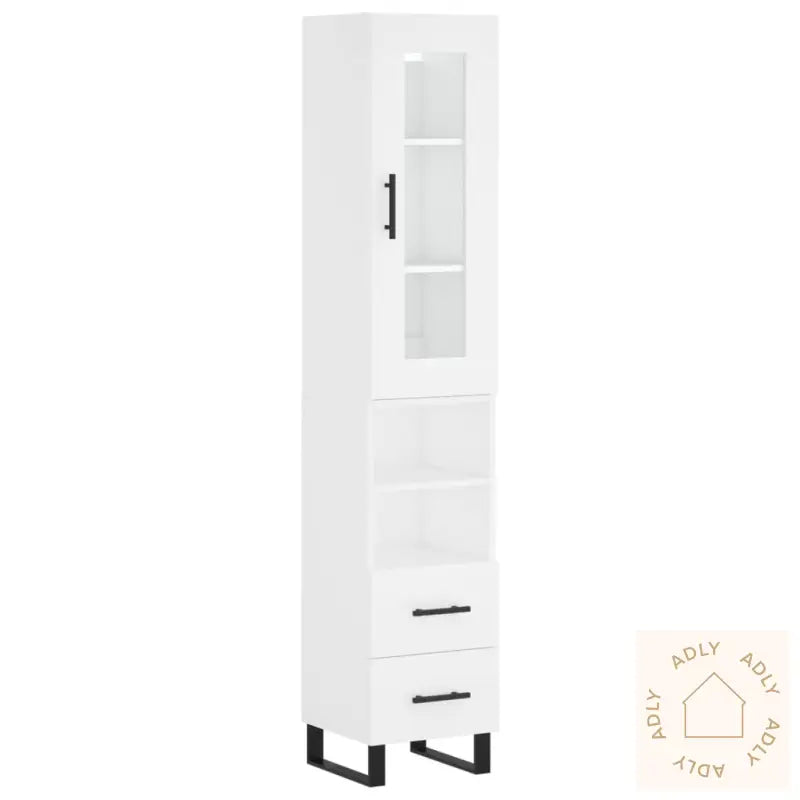 Highboard Hvit 34,5X34X180 Cm Konstruert Tre