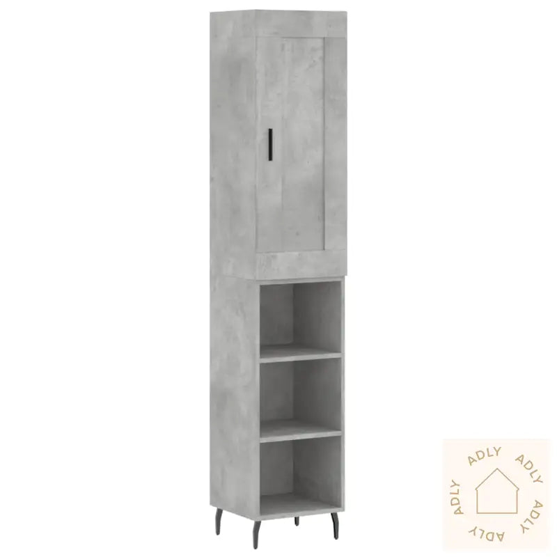 Highboard Betonggrå 34,5X34X180 Cm Konstruert Tre