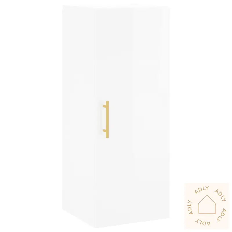 Highboard Høyglans Hvit 34,5X34X180 Cm Konstruert Tre