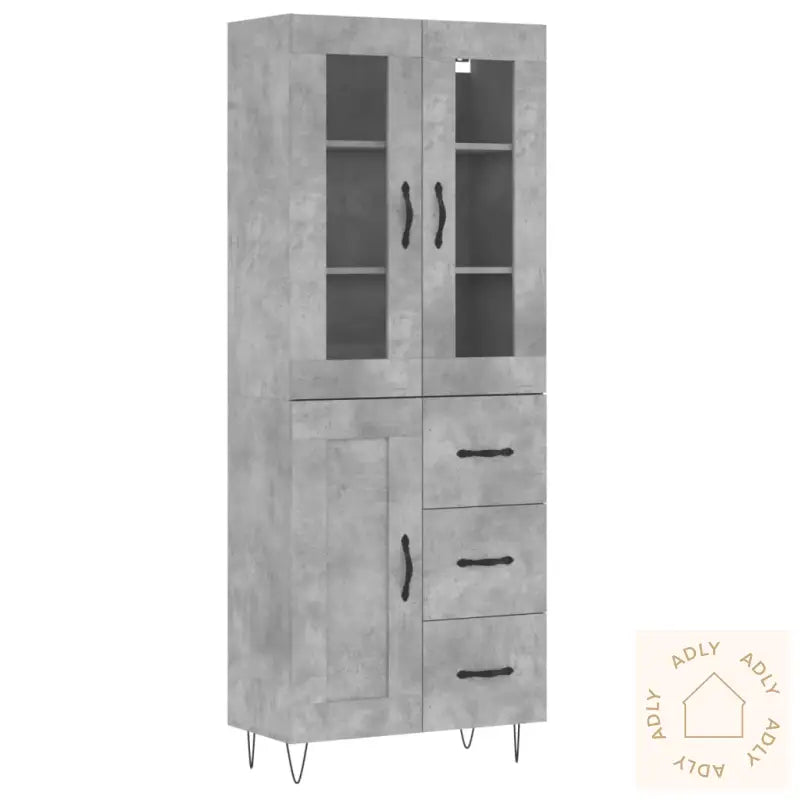 Highboard Betonggrå 69,5X34X180 Cm Konstruert Tre