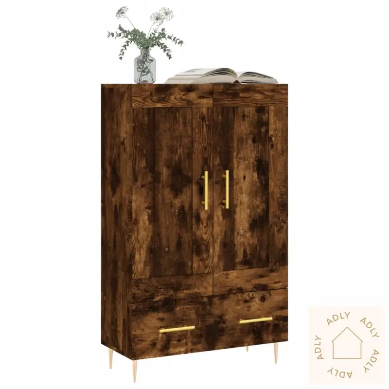 Highboard Røkt Eik 69,5X31X115 Cm Konstruert Tre