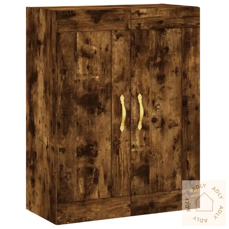 Highboard Røkt Eik 69,5X34X180 Cm Konstruert Tre