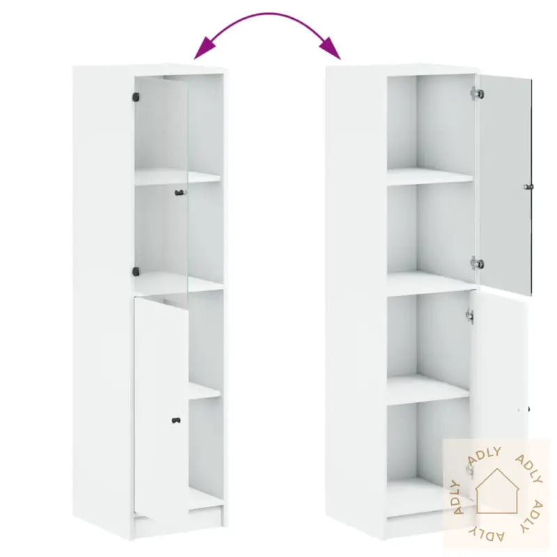 Highboard Med Glassdører Hvit 35X37X142 Cm