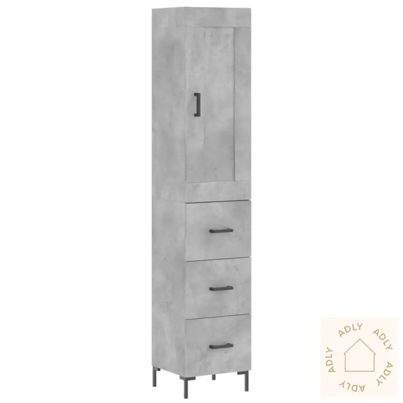 Highboard Betonggrå 34,5X34X180 Cm Konstruert Tre