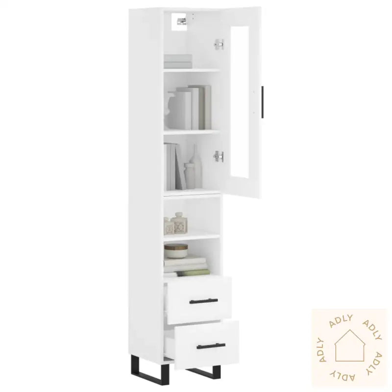 Highboard Hvit 34,5X34X180 Cm Konstruert Tre