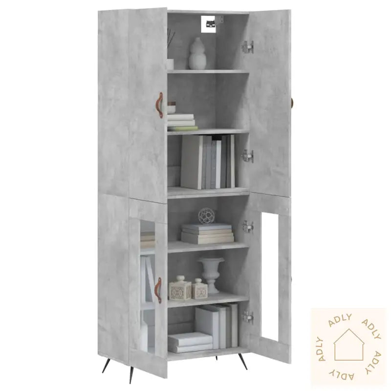 Highboard Betonggrå 69,5X34X180 Cm Konstruert Tre