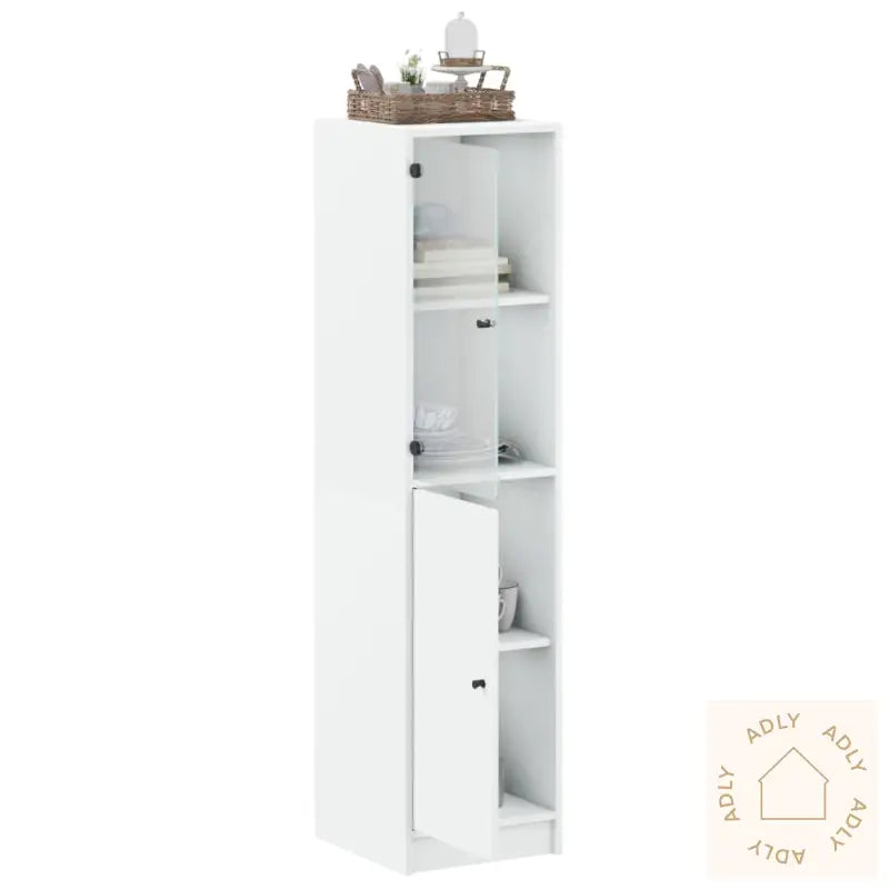 Highboard Med Glassdører Hvit 35X37X142 Cm
