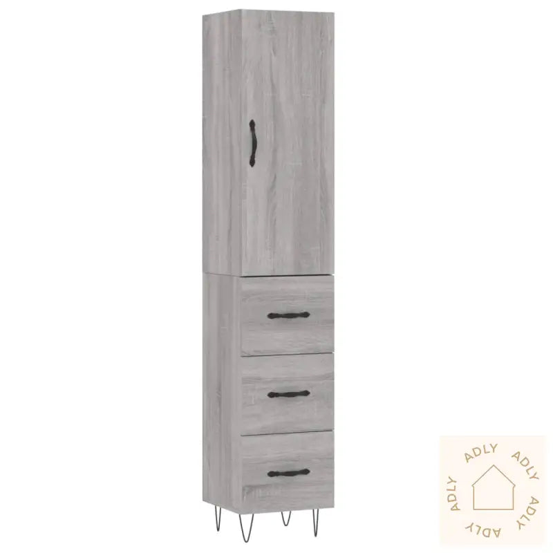 Highboard Grå Sonoma 34,5X34X180 Cm Konstruert Tre
