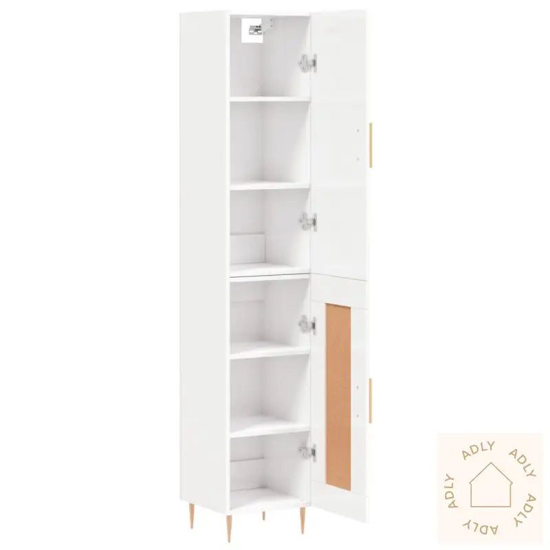 Highboard Høyglans Hvit 34,5X34X180 Cm Konstruert Tre