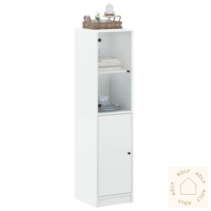 Highboard Med Glassdører Hvit 35X37X142 Cm