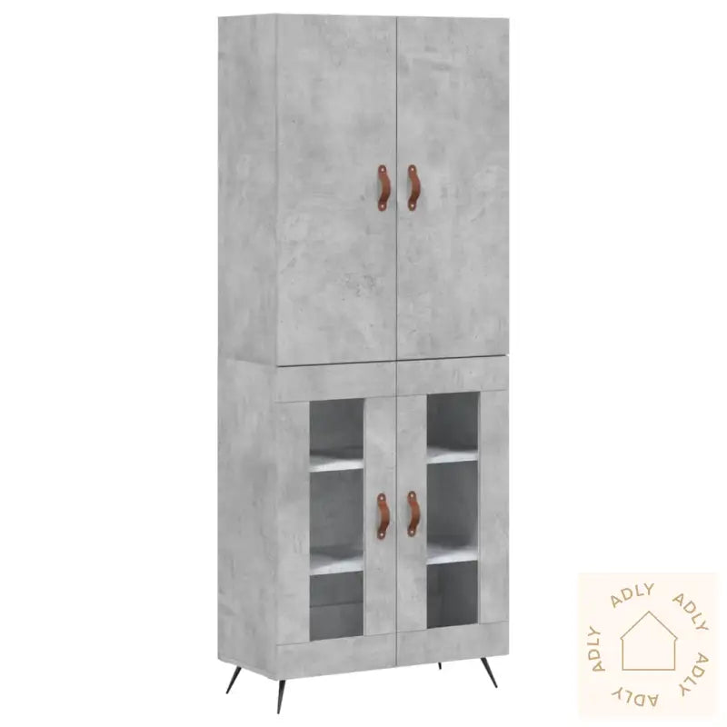 Highboard Betonggrå 69,5X34X180 Cm Konstruert Tre