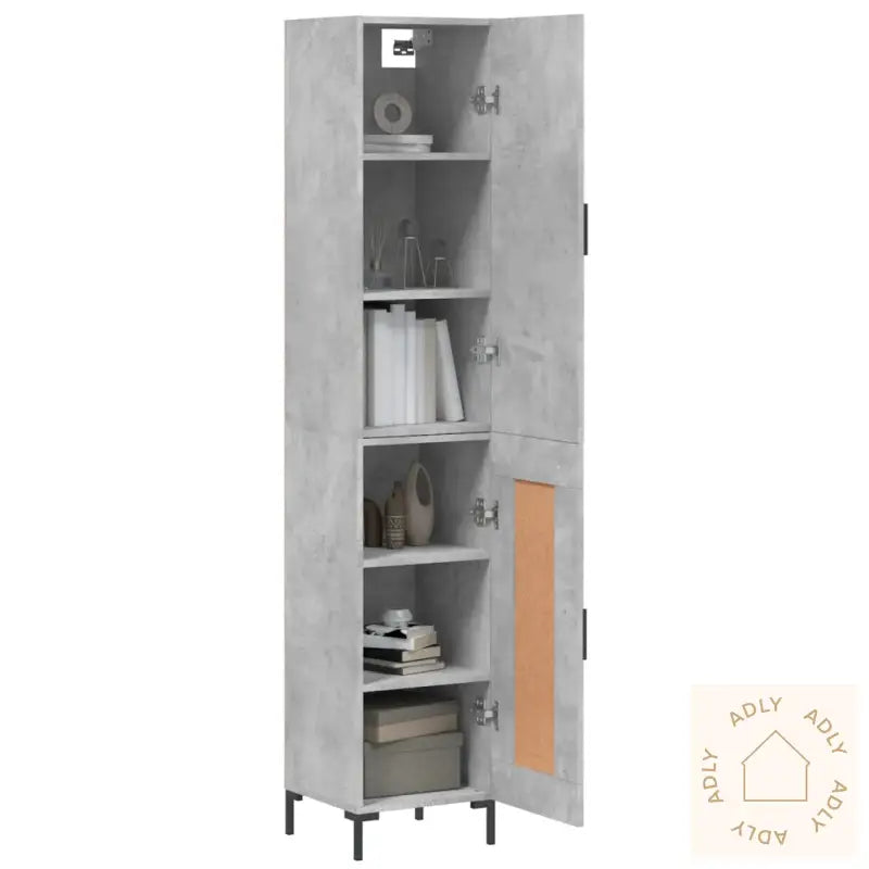 Highboard Betonggrå 34,5X34X180 Cm Konstruert Tre