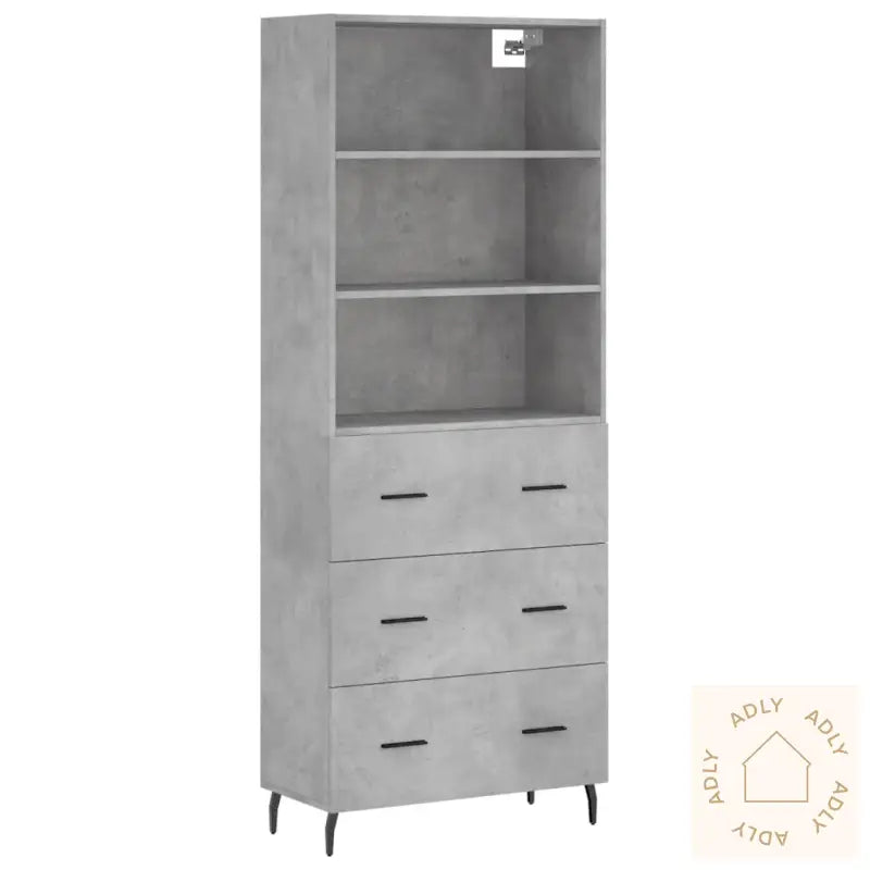 Highboard Betonggrå 69,5X34X180 Cm Konstruert Tre