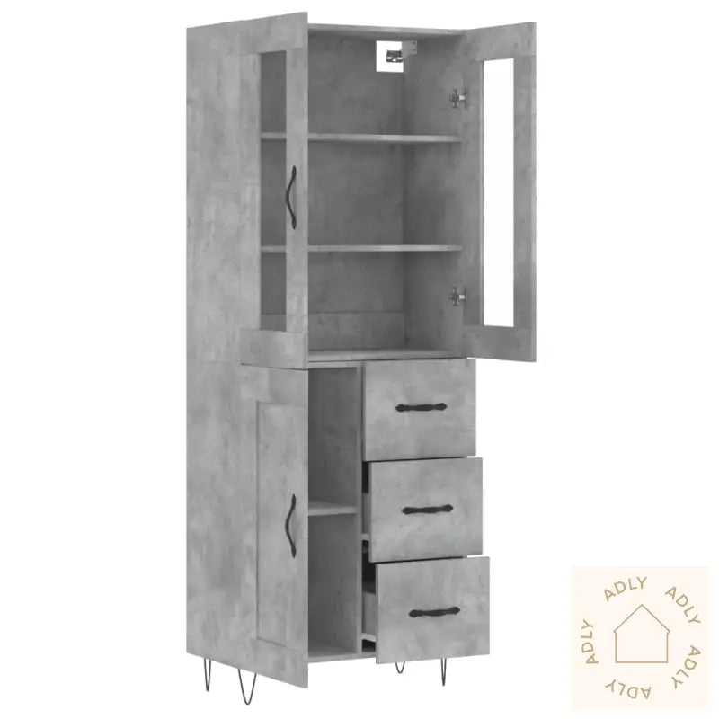 Highboard Betonggrå 69,5X34X180 Cm Konstruert Tre