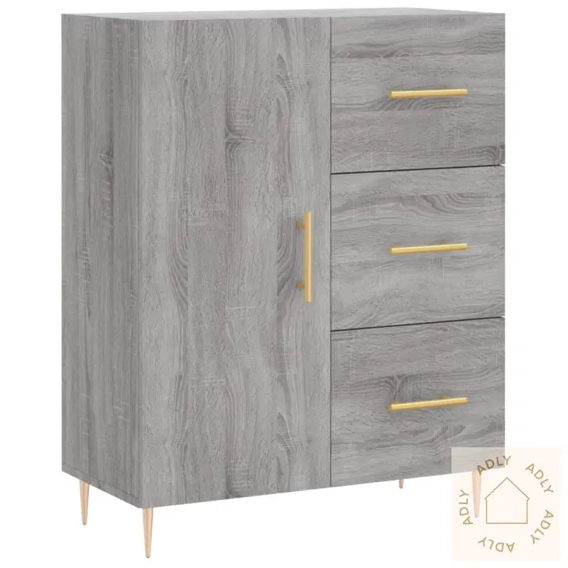 Highboard Grå Sonoma 69,5X34X180 Cm Konstruert Tre