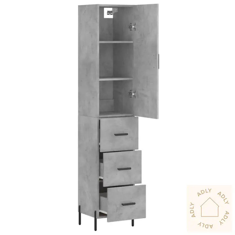 Highboard Betonggrå 34,5X34X180 Cm Konstruert Tre