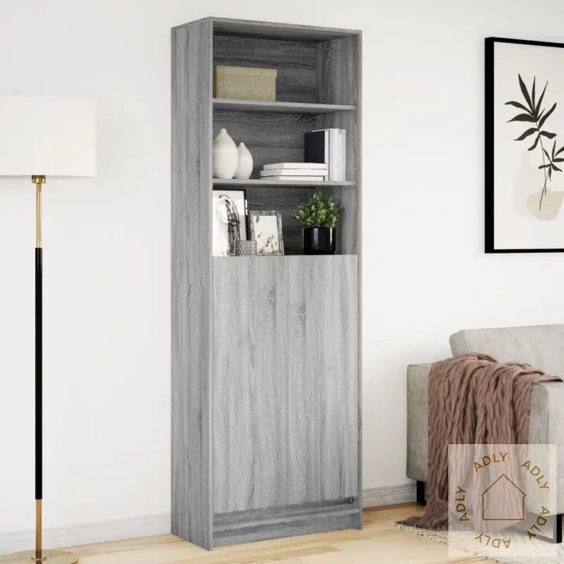 Garderobe Med Led Grå Sonoma 69X32,5X200 Cm Konstruert Tre