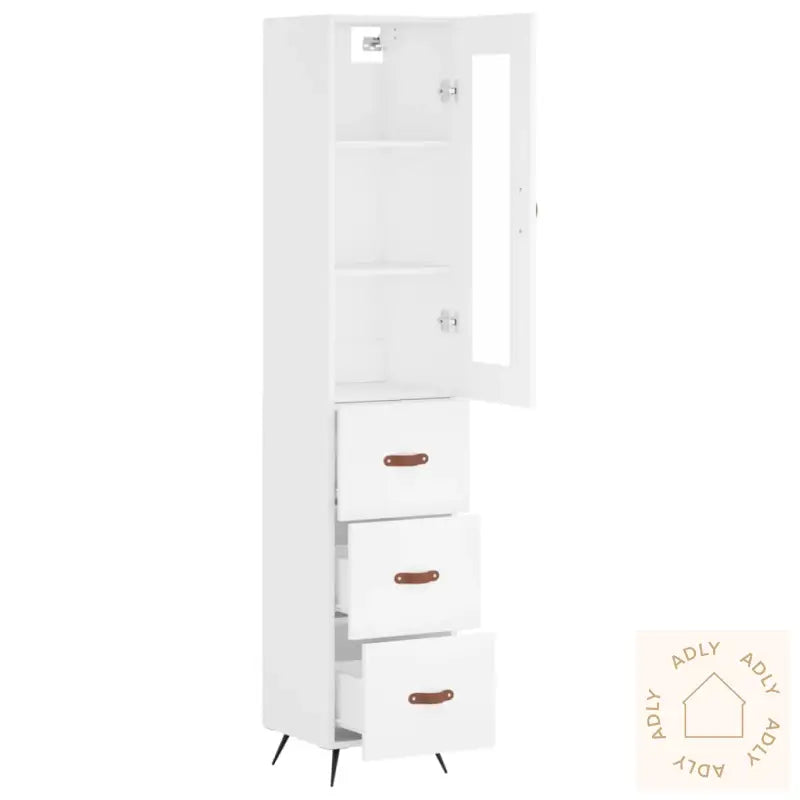 Highboard Hvit 34,5X34X180 Cm Konstruert Tre