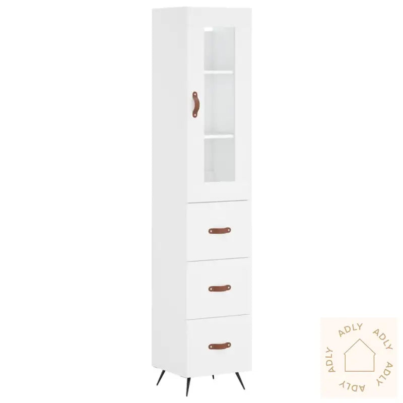 Highboard Hvit 34,5X34X180 Cm Konstruert Tre