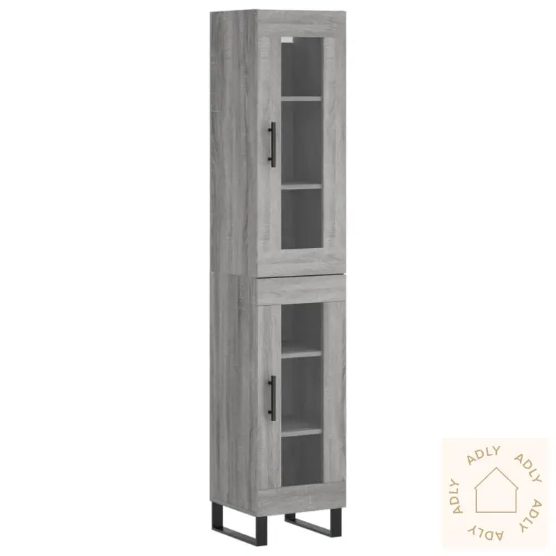 Highboard Grå Sonoma 34,5X34X180 Cm Konstruert Tre
