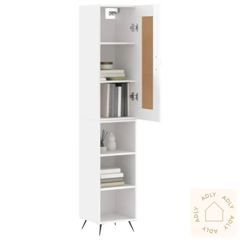 Highboard Høyglans Hvit 34,5X34X180 Cm Konstruert Tre
