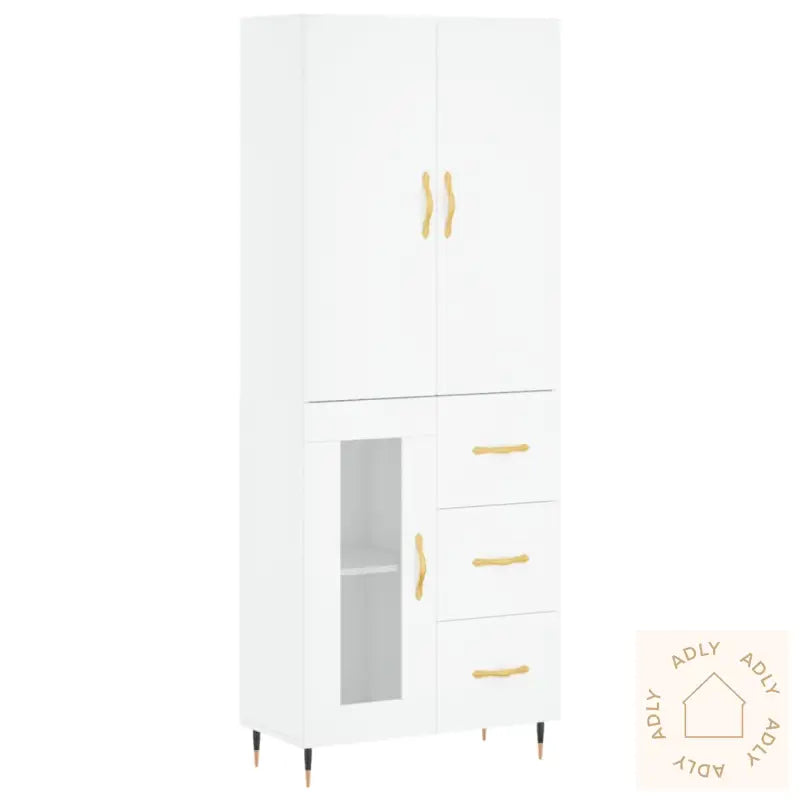Highboard Hvit 69,5X34X180 Cm Konstruert Tre