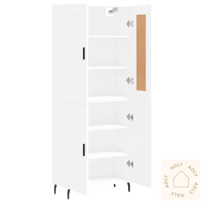 Highboard Hvit 69,5X34X180 Cm Konstruert Tre