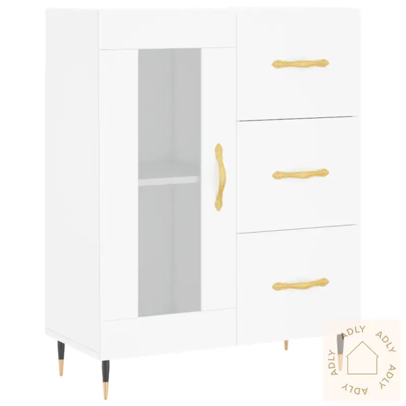 Highboard Hvit 69,5X34X180 Cm Konstruert Tre