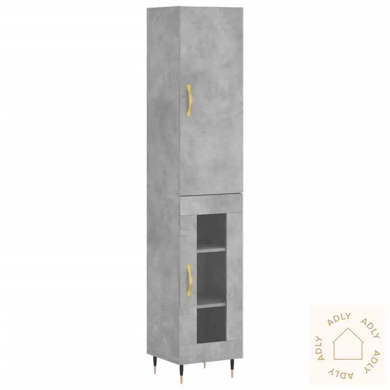 Highboard Betonggrå 34,5X34X180 Cm Konstruert Tre