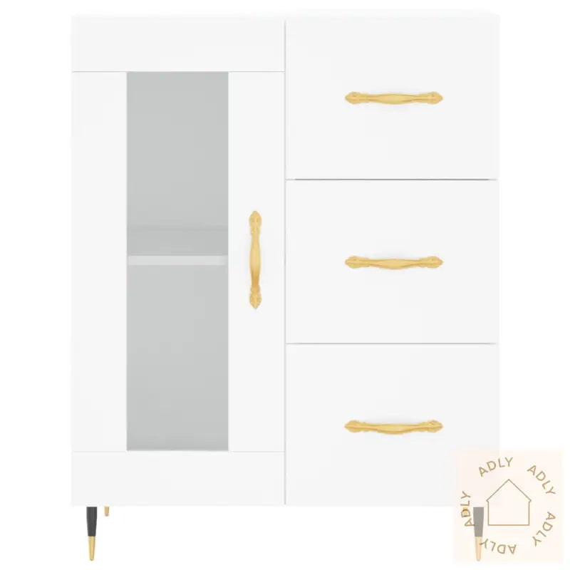 Highboard Hvit 69,5X34X180 Cm Konstruert Tre