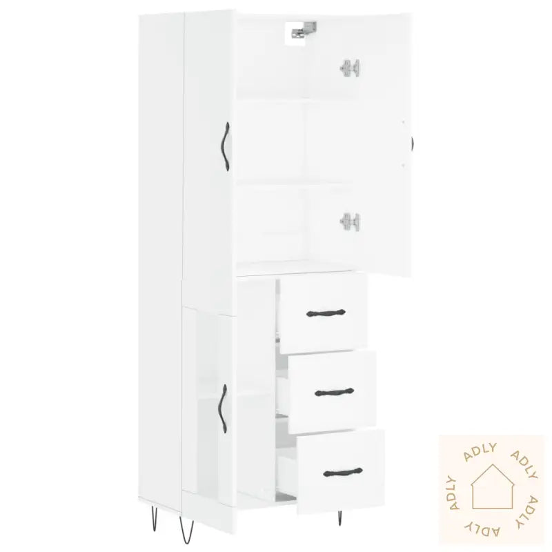 Highboard Hvit 69,5X34X180 Cm Konstruert Tre