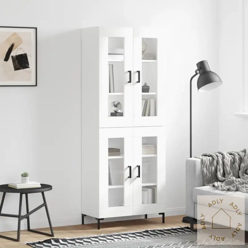 Highboard Hvit 69,5X34X180 Cm Konstruert Tre
