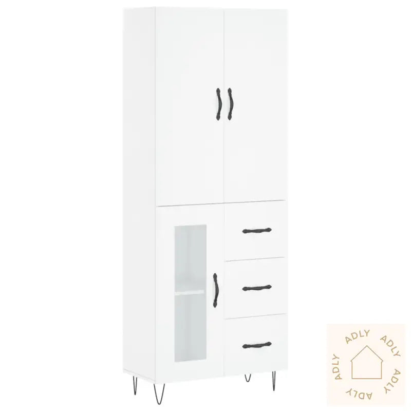 Highboard Hvit 69,5X34X180 Cm Konstruert Tre