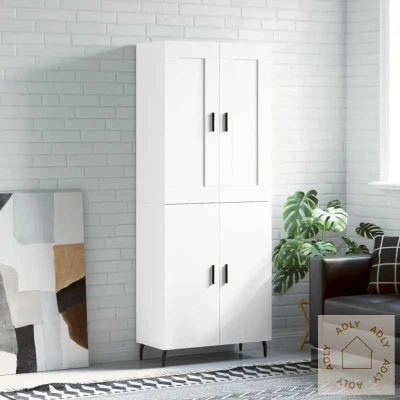 Highboard Hvit 69,5X34X180 Cm Konstruert Tre