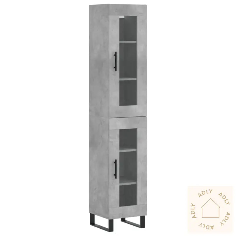 Highboard Betonggrå 34,5X34X180 Cm Konstruert Tre