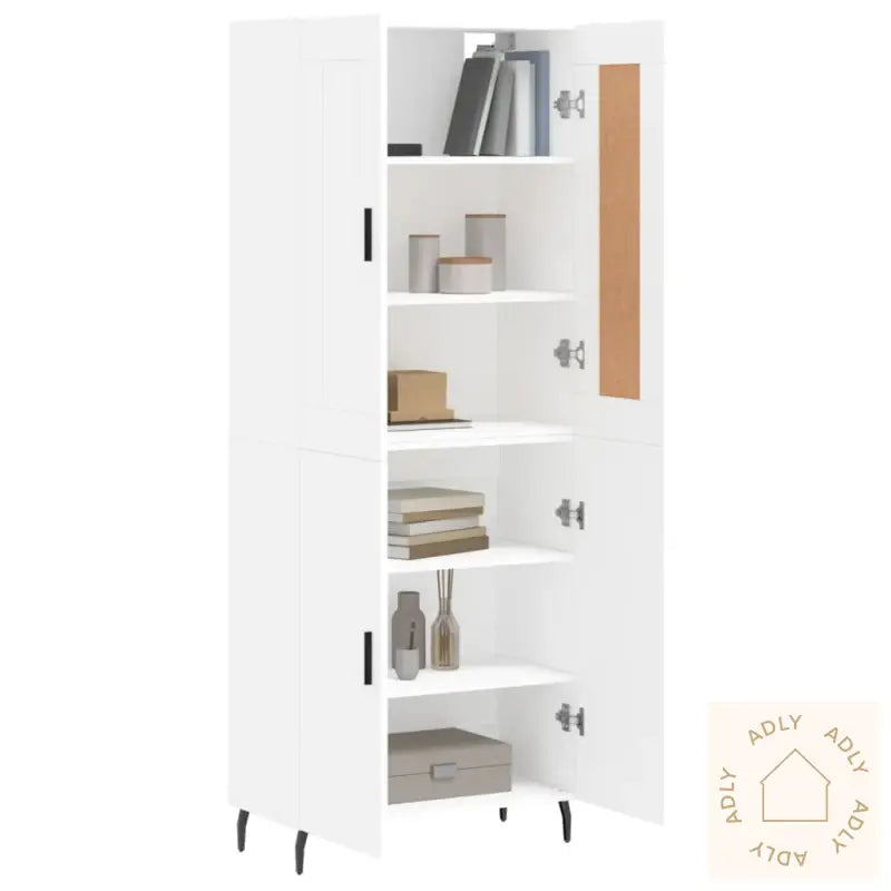 Highboard Hvit 69,5X34X180 Cm Konstruert Tre