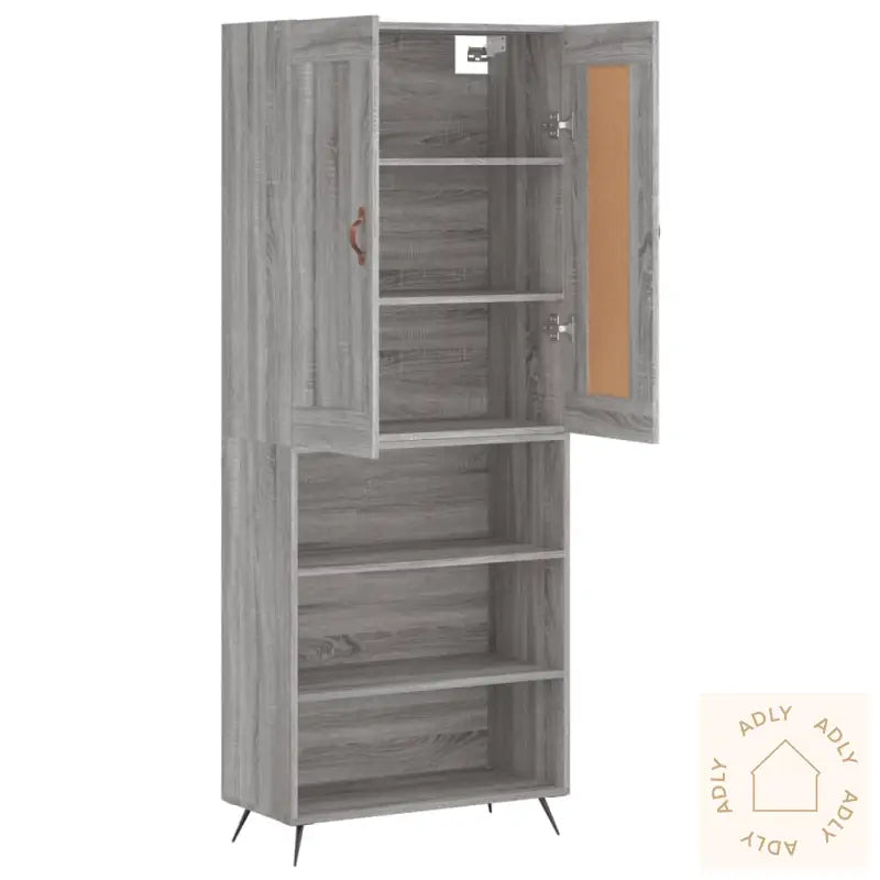 Highboard Grå Sonoma 69,5X34X180 Cm Konstruert Tre