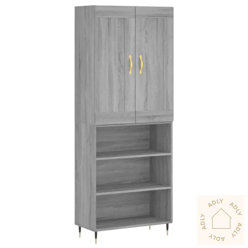 Highboard Grå Sonoma 69,5X34X180 Cm Konstruert Tre